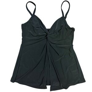Miraclesuit Black Twist Front Tankini Swim Top Women's Size 12 Beach Resortwear